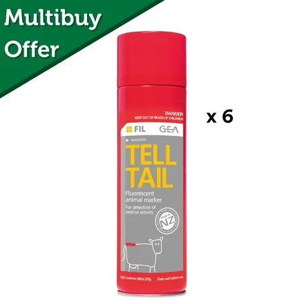Tell Tail Spray On Tail Paint 500ml Red X 6